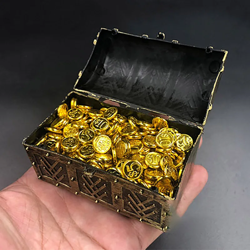1/6 Escala de Plástico Mini Simulação de Moedas de Ouro do Tesouro do Modelo de Caixa De 12