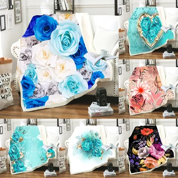 Têxteis lar 3D Rosa Flor de Impressão Filhos Cama Quente de Velo Jogar um Cobertor para Viagens/sofá/cama Bebê Recém-nascido Cobertor Meninos Presentes