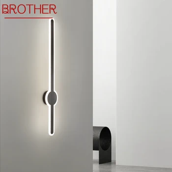 IRMÃO Moderno Negro Bronze da Lâmpada de Parede LED 3 Cores Clássicas Criativo Candeeiro de Luz para a Casa Decoração do Quarto de Cama