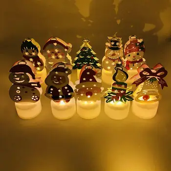 Vela Do Diodo Emissor De Luz Reutilizáveis Árvore De Natal, Boneco De Neve Bell Casa Lâmpada Luz Da Noite Para O Natal Decoração De Quarto De Acessórios Para O Lar