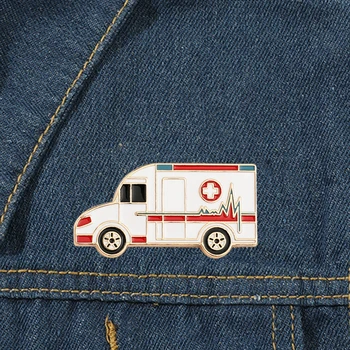 Cartoon Esmalte Ambulância Broches Médica Broche Bonito Carro Emblema Acessórios Da Jóia Da Forma De Presente Para As Ambulâncias Tripulação