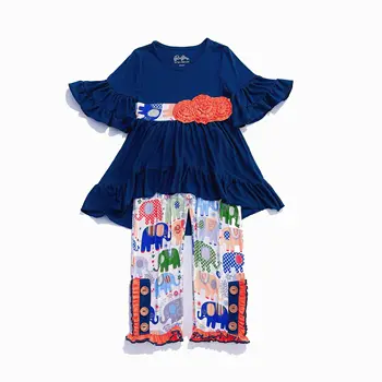 meninas novas vestido de verão conjuntos de Roupas de Bebês e Crianças vestidos de Babado flor frocks para crianças crianças boutique de roupas