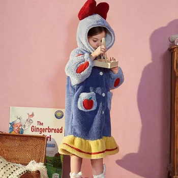 Crianças Princesa Coral de Veludo Pijama para Meninas Pijamas de Inverno Camisola Engrossado Flanela Crianças Adolescentes' Casa Vestir Pijamas