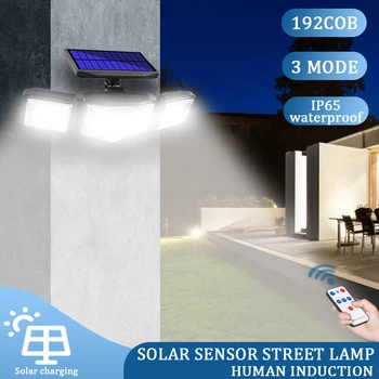 A Luz Solar ao ar livre 192 LED Super Brilhante Sensor de Movimento Solar Forte LED de Alimentação Jardim Lâmpada de Parede IP65 à prova de água 3 Modos de Trabalho