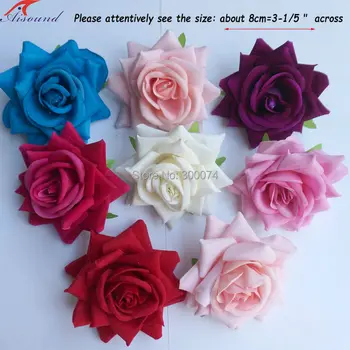 12PCS 8cm Artificiais de Seda de Flanela Rosa Cabeças Para a Decoração do Casamento Decorativos, Flores e Grinaldas de Natal Exibição Flor