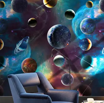 beibehang Personalizada espaço planeta céu estrelado galaxy Foto de papel de Parede Para Quarto de Paredes Mural Sofá da Sala de TV Fundo adesivos