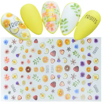Fresco pequeno Padrão de Adesivos de Unhas Flor Folha Adesiva controles Deslizantes de Verão Colorido da Arte do Prego de DIY, Dicas de Manicure