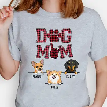 Mulheres de Algodão Gráfico T-Shirt de Impressão Cão Mãe, Custom T-Shirt, brindes Personalizados para os Amantes de Cães
