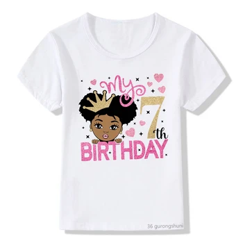 Menina negra Magia, do Americano Africano Crianças Digital 2-14 anos de idade kawaii meninas t-shirt para crianças de presente de aniversário traje meninas tshirts