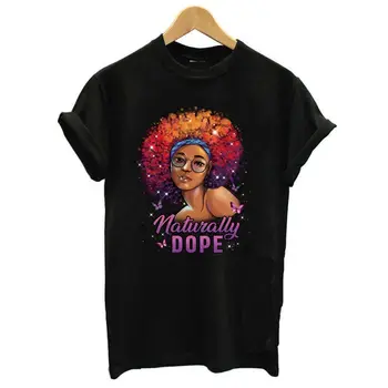 Naturalmente Dope Menina Negra Impresso Mulheres Streetwear 90 Menina Hip Hop T-Shirt de Verão, Tops, T-Shirt Femme Melanina Poppin Tshirts