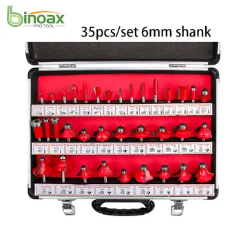 Binoax 35pc Roteador Conjunto de Bits de 6mm e 1/4