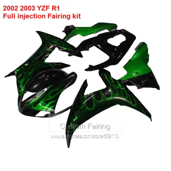 Moto-kit de Carenagem YAMAHA YZF R1 02 - 03 ( chama Verde ) yzfr1 2002 - 2003 Injeção kit de carenagem TP41
