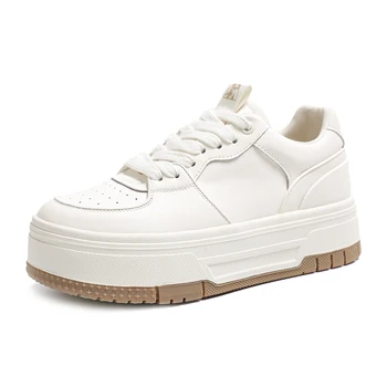 Tênis Casual Mulher Flats Branca, Sapatos de Plataforma para as Mulheres 2023 Primavera de Couro de Luxo Designer de Calçados Esportivos Meninas de Tênis Feminino