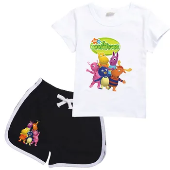 2022 Mais Recentes Os Backyardigans Roupas De Meninas Kawaii Roupas De Crianças Verão T-Shirt, Shorts 2 Pcs Conjuntos De Bebê Meninos Casual SportSuit