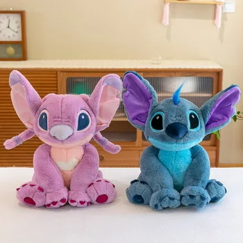 30/45/60cm Disney Lilo & Stitch Recheado de Brinquedos de Pelúcia Bonito Ponto/Anjo Macia Pelúcia Boneca Travesseiro Casal de Presente de Aniversário de Crianças Gif