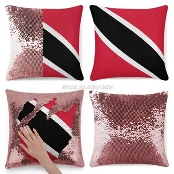 Bandeira De dólares de Trinidad E de Tobago Sequin Fronha de Moda Fronha Presente para Ela, Ele Bandeira De Trinidad E Tobago Trinidad E Tobago