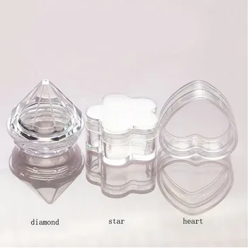 Mini Claro Frascos de Plásticos para o Lip Balm Cream Eye Shadow DIY de Embalagens de Cosméticos Diamante do Coração, Forma de Estrela 5g 100pcs/monte P192