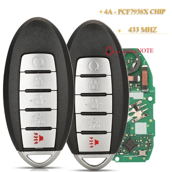 jingyuqin S180144310 S180144803 5Buttons Smart Remote Chave do Carro Fob 433MHz 4A Pcf7938X Chip Para Nissan Altima Teana Maxima