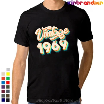 Vintage Retro 1969 Aniversário de Peças Originais, De 52 Anos de Idade 52th Presente de Aniversário de T-Shirt para homens 100% Algodão T-Shirt Humor Tops