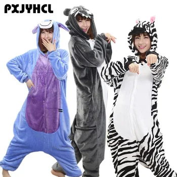Adultos Anime Kigurumi Macacão De Zebra Golfe Traje Para As Mulheres Animal Azul Burro Lobo Ponto Onepieces Pijamas Casa Panos De Menina