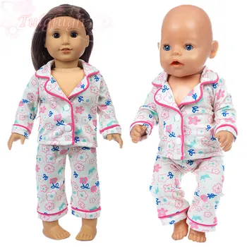 Cor-de-Rosa Pijama Terno Ajuste 43cm Bebê recém-Nascido,Boneca American Girl 18inch Roupas de Boneca, Acessórios Para Bebê, Presente de Aniversário