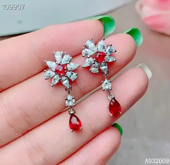 KJJEAXCMY fina prata esterlina da jóia 925 embutidos em ruby natural brincos da moda menina nova eardrop teste de apoio