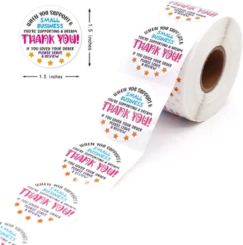 1.5 polegadas Obrigado Adesivos por Favor, Deixe um comentário com Design de Cor Adesivos Artesanais de Pequenas empresas de Embalagem de Presente Selo etiquetas