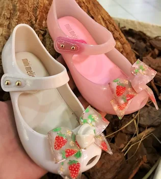 Ins Brasil para Crianças Candy Princess Mini Melissa Jelly shoes Fashoin Bowknot Frutas Straberry Menina Sapatos de Praia BB Sandália MN061