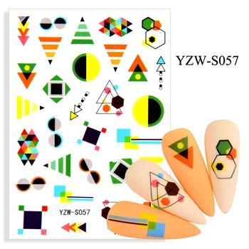 Auto-adesivo 3D Adesivos para Unhas Coloridas de Geometria do Triângulo da Arte do Prego Decorações de Outono da Linha de Adesivo Mulheres Garota de Unhas Folha