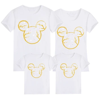 Novas Mulheres Camiseta Do Mickey De Disney Do Rato De Impressão De Manga Curta De Verão T-Shirt Crianças Top Baby Kids Família Casual De Correspondência De Roupas