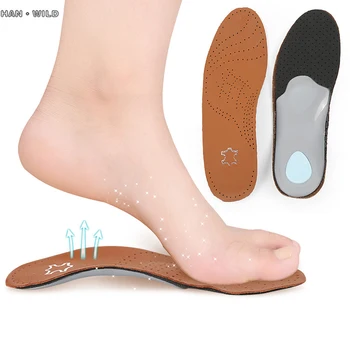 3D Premium saudável ortopédicos de Couro palmilha para pés planos de Alto Suporte de Arco de Palmilhas de Silicone Palmilhas de homens e mulheres sapatos de couro