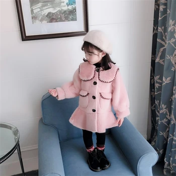 2022 outono e inverno novo 1 a 5 anos de idade menina de vison de lã casaco meninas de lã engrossado moda casaco