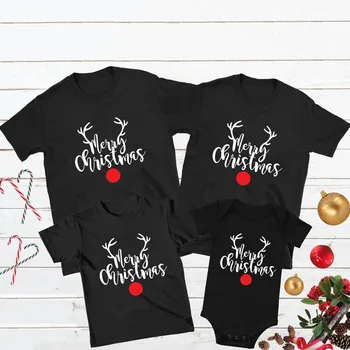 Feliz Natal Família Correspondência De Camisas De Papai Mamãe Garoto Baby T-Shirts Romper Do Bebê De Natal De Família, Festa De Roupas Roupas De Presentes