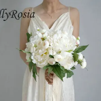 EillyRosia Branco, Peônia Paeonia Buquê de Noiva de mariage Romântico ao ar livre Casamento Rústico Flores do Buque de noiva Para Casamento