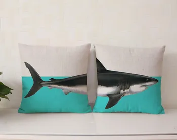 Tubarão jogar travesseiro capa de tubarão arte impressa fronha