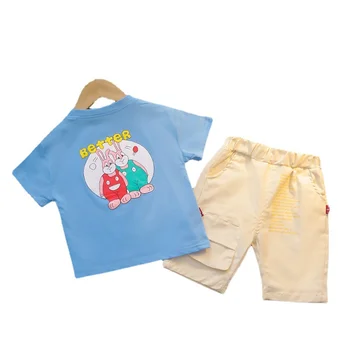 Nova Verão, as Crianças de desenho animado de Meninas Roupas de Criança Casual de Treino de Crianças Menino de Algodão T-Shirt, Shorts de 2Pcs/define Bebê Infantil Vestuário