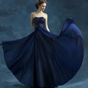 gostosa blue sequined chiffon Vestido de Noite comprido 2015 novo design apliques de vestidos de baile vestido de festa longo robe de sarau