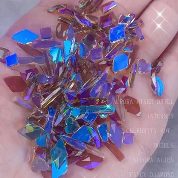 100pcs Misto Forma Colorida Broca de Diamante da Arte do Prego Decorações Jóia de Beleza, DIY de Vidro, Adesivo de Strass Arte do Prego Acessórios