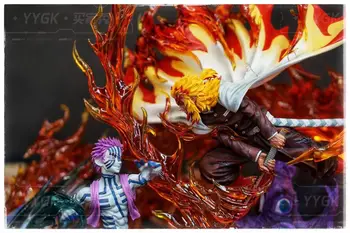Feito Demon Slayer Kyojuro Rengoku VS Akaza Figura de Ação Colecionáveis Modelo da Estátua