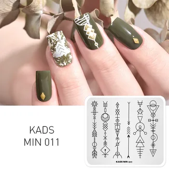 KADS MIN a Arte do Prego de Estampagem de Chapa Geométrica do Prego Modelo de Manicure Nail Art de películas de Ferramentas Para DIY nail art stamp