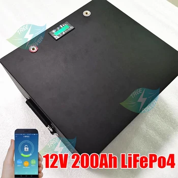 De 12,8 V Lítio 12v 200ah Lifepo4 bateria com BMS função de monitor de recursos Marinhos/ UPS/RV/armazenamento de energia do painel Solar+20A Carregador