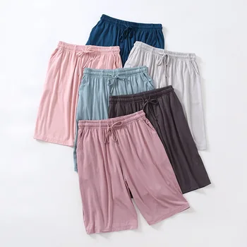 Pijama Mulheres de Shorts para o Verão Solto Homewear Modal Fina Casual Cortada Calças de Cintura Alta Tamanho Grande Inferiores de Mulher