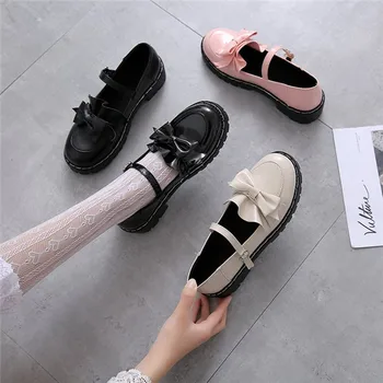 Japonês Lolita style televisão Bonito estudante do Dedo do pé Redondo Tiras de Fivela de Arco Sapatos JK Trabalhador Uniforme e Sapatos de várias cores opcionais