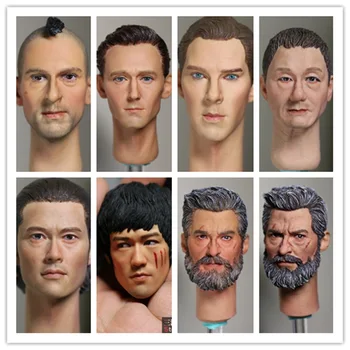 1/6 figura acessórios masculinos Bruce Lee;Tom Cruise;Kitano Takeshi;Wolverine;Sherlock cabeça escultura esculpida 12