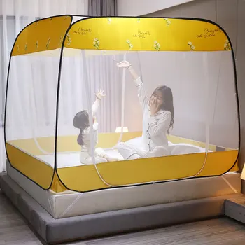 Rede mosquiteira 1,8 m de cama de 1,5 família de instalação-livre de zíper anti-queda à prova de poeira encriptado conta 2m cama dobrável tenda