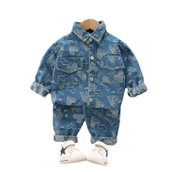 Jaqueta de crianças Calças 2Pcs/Define Criança Casual Meninos Vestuário de Primavera do Bebê Sportswear Novo Outono de Crianças Meninas Roupas de Algodão Terno