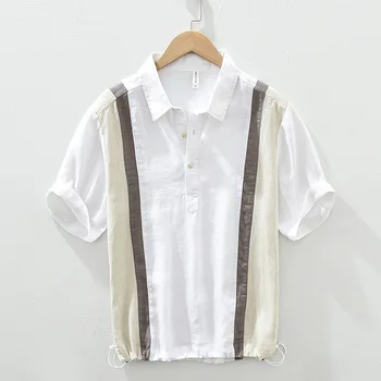 2023 Homens Japoneses de Costura Camisa de Linho Solta Pulôver de Lazer Camisa de Linho