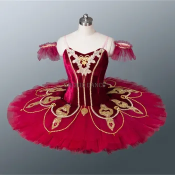 Profissional De Balé De Meninas Performance De Dança Usam Traje De Veludo Clássico Vermelho Ballet Tutu
