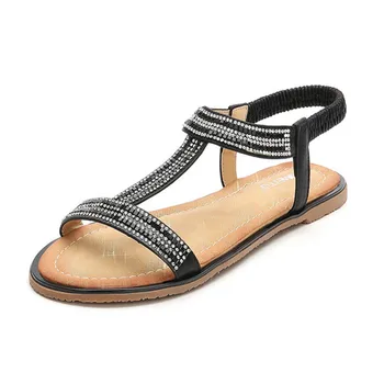 Sandálias flat Boêmio mulheres de conforto moda verão quente de perfuração peep-toe mulheres respirável sandálias & # 39 'S tamanho 40 e 41
