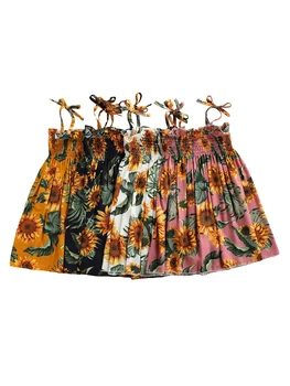 Crianças de Girassol Impressão Funda Vestido com Babados, Meninas Grandes Bainha Mangas de Lace up-Vestido de 1-7T 2021 Nova Moda